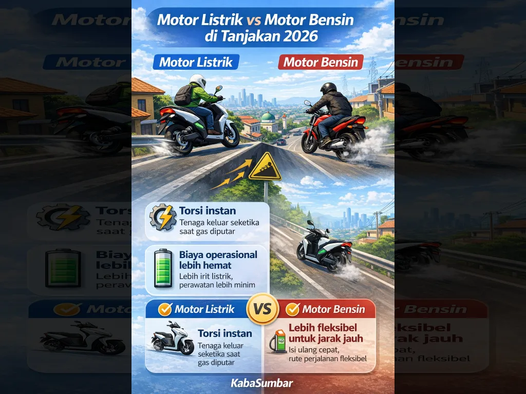 Motor Listrik vs Motor Bensin di Tanjakan
